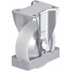 钢板压制定向脚轮, 重型负载设计, 带顶板配件, 和钢制脚挡, 尼龙轮, 配塑料防线盖, 小, 配钢制防线盖