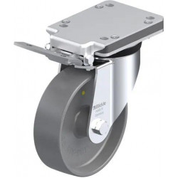 钢板压制万向脚轮, 重型负载设计, 配制动系统 'ideal-stop', 尼龙轮, 导电, 无痕
