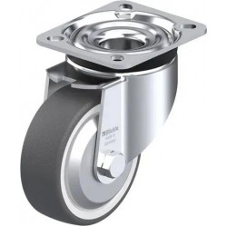 钢板压制万向脚轮, 重型负载设计, 配热塑性聚氨酯胎面的单轮, 配重型尼龙轮芯, 配钢制防线盖