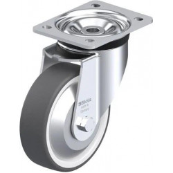 钢板压制万向脚轮, 重型负载设计, 配热塑性聚氨酯胎面的单轮, 配重型尼龙轮芯, 配钢制防线盖