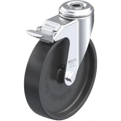 带螺栓孔配件的轻型万向脚轮, 配制动系统 'stop-fix', 尼龙轮