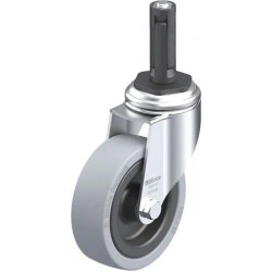 带螺栓孔配件的轻型万向脚轮, 配金属扩展器, 配实心橡胶轮胎的单轮,采用塑料轮辋