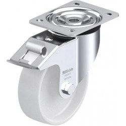 钢板压制万向脚轮, 中型负载设计, 带顶板配件, 配制动系统 'stop-fix', 尼龙轮