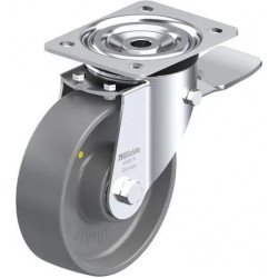 钢板压制万向脚轮, 中型负载设计, 带顶板配件, 配制动系统 'stop-top', 尼龙轮, 导电, 无痕