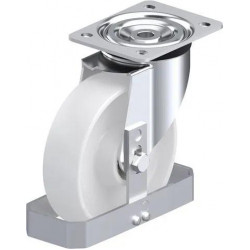 钢板压制万向脚轮, 中型负载设计, 带顶板配件, 和钢制脚挡, 尼龙轮