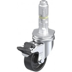 带螺栓孔配件的轻型万向脚轮, 配金属扩展器, 配制动系统 'stop-fix', 尼龙轮