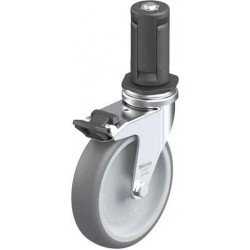 带螺栓孔配件的轻型万向脚轮, 配金属扩展器, 配制动系统 'stop-fix', 配热塑性橡胶胎面的单轮, 配聚丙烯轮芯