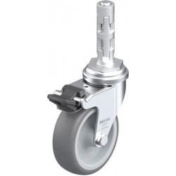 带螺栓孔配件的轻型万向脚轮, 配金属扩展器, 配制动系统 'stop-fix', 配热塑性橡胶胎面的单轮, 配聚丙烯轮芯