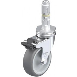 带螺栓孔配件的轻型万向脚轮, 配金属扩展器, 配制动系统 'stop-fix', 配热塑性橡胶胎面的单轮, 配聚丙烯轮芯