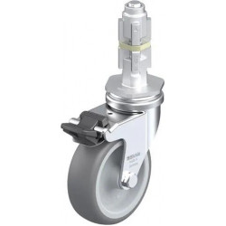 带螺栓孔配件的轻型万向脚轮, 配金属扩展器, 配制动系统 'stop-fix', 配热塑性橡胶胎面的单轮, 配聚丙烯轮芯