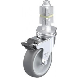 带螺栓孔配件的轻型万向脚轮, 配金属扩展器, 配制动系统 'stop-fix', 配热塑性橡胶胎面的单轮, 配聚丙烯轮芯