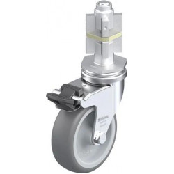 带螺栓孔配件的轻型万向脚轮, 配金属扩展器, 配制动系统 'stop-fix', 配热塑性橡胶胎面的单轮, 配聚丙烯轮芯