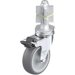 带螺栓孔配件的轻型万向脚轮, 配金属扩展器, 配制动系统 'stop-fix', 配热塑性橡胶胎面的单轮, 配聚丙烯轮芯