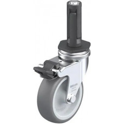 带螺栓孔配件的轻型万向脚轮, 配金属扩展器, 配制动系统 'stop-fix', 配热塑性橡胶胎面的单轮, 配聚丙烯轮芯