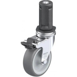 带螺栓孔配件的轻型万向脚轮, 配金属扩展器, 配制动系统 'stop-fix', 配热塑性橡胶胎面的单轮, 配聚丙烯轮芯