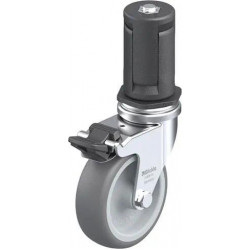 带螺栓孔配件的轻型万向脚轮, 配金属扩展器, 配制动系统 'stop-fix', 配热塑性橡胶胎面的单轮, 配聚丙烯轮芯