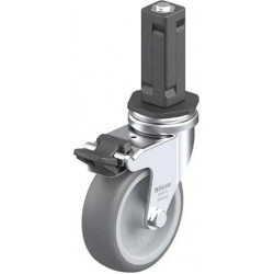 带螺栓孔配件的轻型万向脚轮, 配塑料扩展器, 配制动系统 'stop-fix', 配热塑性橡胶胎面的单轮, 配聚丙烯轮芯