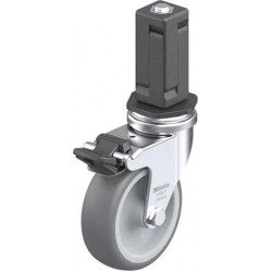 带螺栓孔配件的轻型万向脚轮, 配塑料扩展器, 配制动系统 'stop-fix', 配热塑性橡胶胎面的单轮, 配聚丙烯轮芯