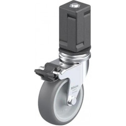 带螺栓孔配件的轻型万向脚轮, 配塑料扩展器, 配制动系统 'stop-fix', 配热塑性橡胶胎面的单轮, 配聚丙烯轮芯